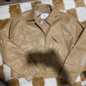 Aritzia Faux Leather Tan Jacket BRAND NEW NEVER WARN
